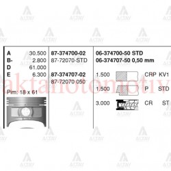 PİSTON SEGMANLI COROLLA 1.6L KARB. / 92-97 / 81.00mm / 4AF / 0.50 PİSTON SEGMANLI COROLLA 1.6L KARB. / 92-97 / 81.00mm / 4AF / 0.50